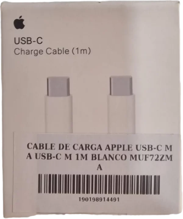 CABLE DE CARGA APPLE USB-C M A USB-C M 1M BLANCO MUF72ZM A