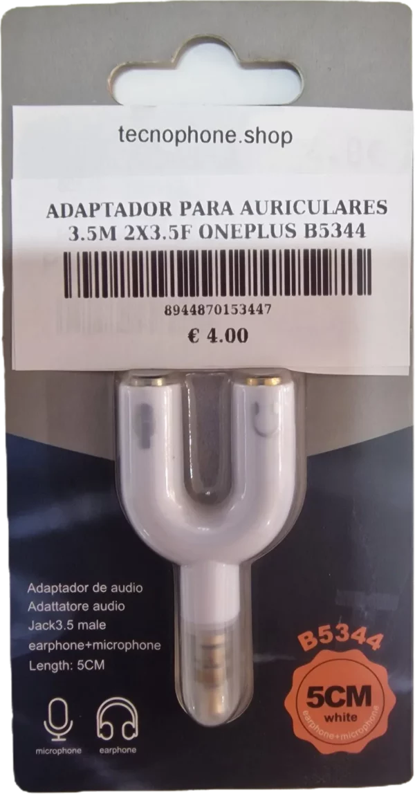 ADAPTADOR PARA AURICULARES 3.5M 2X3.5F ONEPLUS B5344
