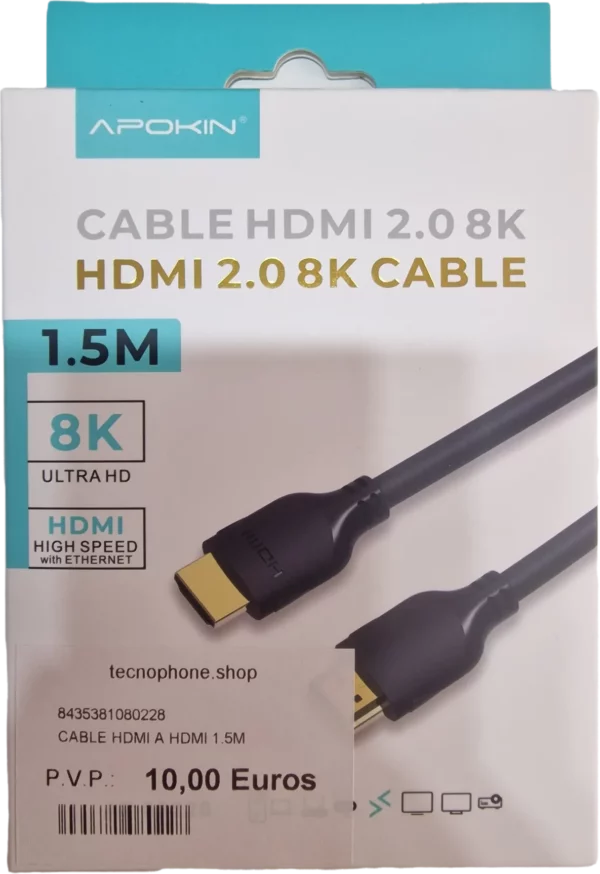 CABLE HDMI A HDMI 1.5M 8K
