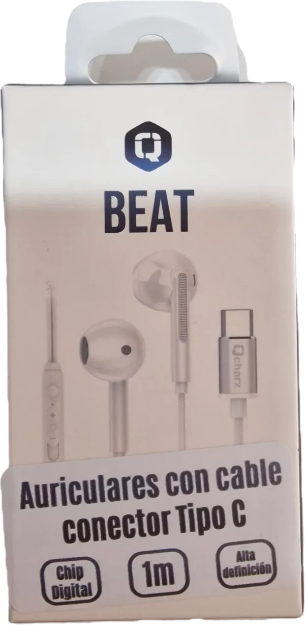 QCHARX AURICULARES CON CABLE TIPO C 1M