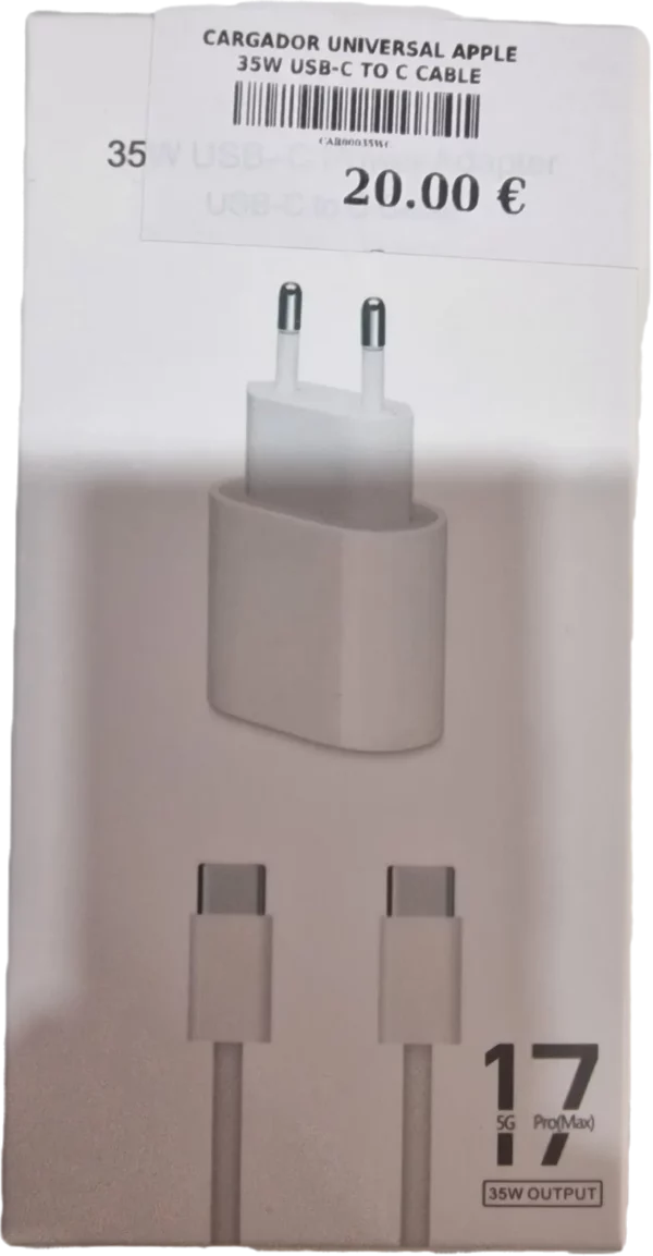 CARGADOR UNIVERSAL APPLE 35W USB-C TO C CABLE