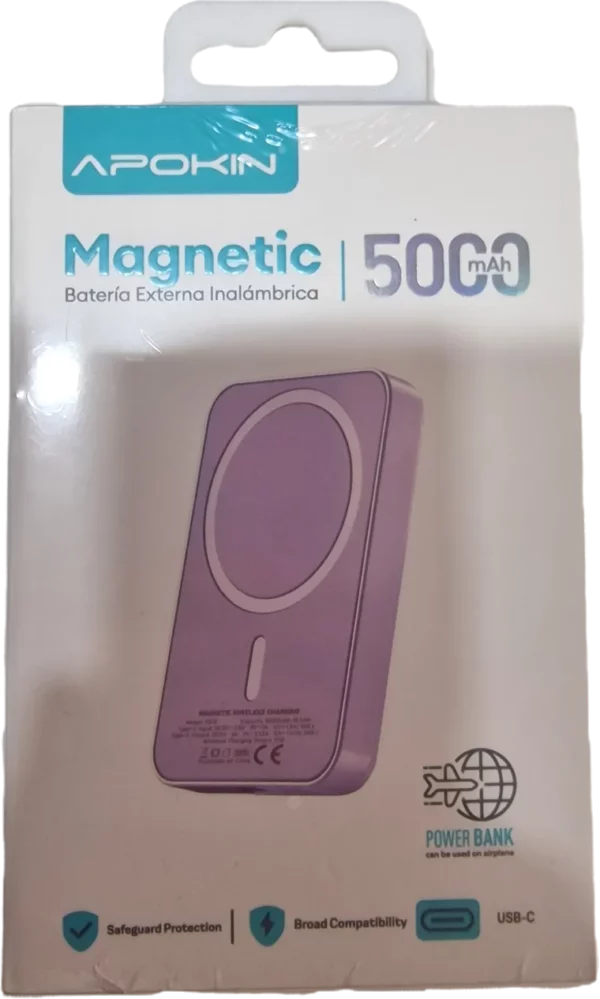 BATERIA EXTERNA INALÁMBRICA 5000 MAH ROSA