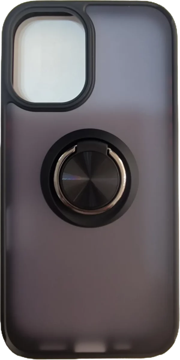 FUNDA GEL IPHONE 16 IMAN CON SOPORTE SMOKED NEGRA