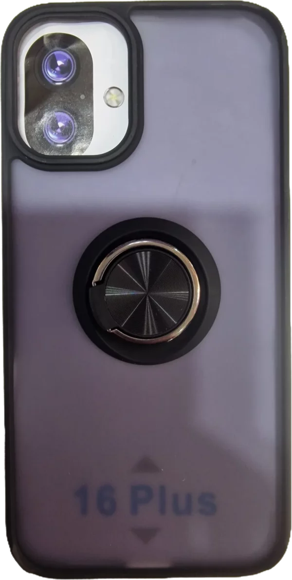 FUNDA IPHONE 16 PLUS IMAN CON SOPORTE SMOKED NEGRA