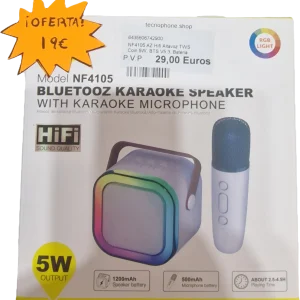 NF4105 AZ HIFI ALTAVOZ TWS COIN 5W, BTS V5.3, BATERIA 1200MAH + 500MAH MICROFONO INALAMBRICO, LUZ RG