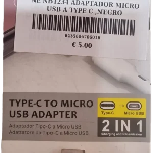 NE NB1234 ADAPTADOR MICRO USB A TYPE C ,NEGRO
