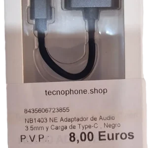 NB1403 NE ADAPTADOR DE AUDIO 3.5MM Y CARGA DE TYPE-C , NEGRO